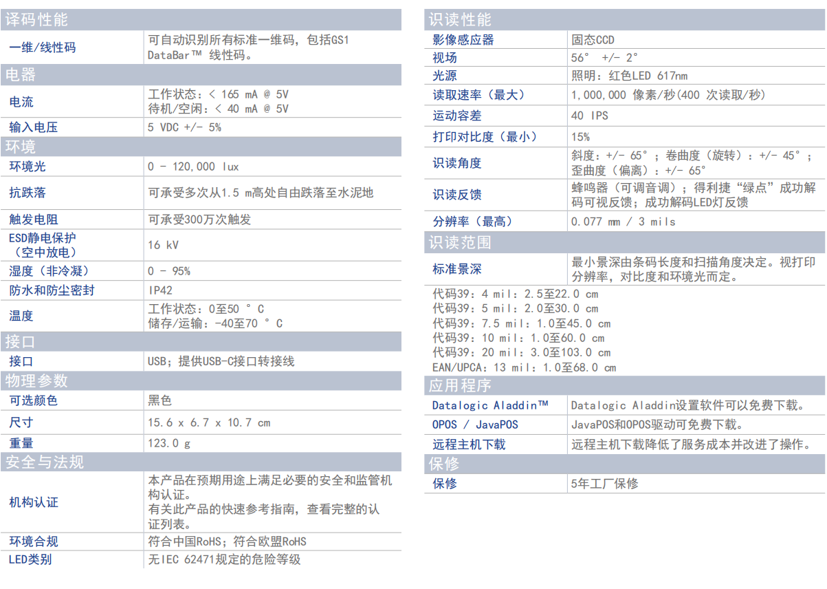 Datalogic得利捷QD2200有線掃描槍